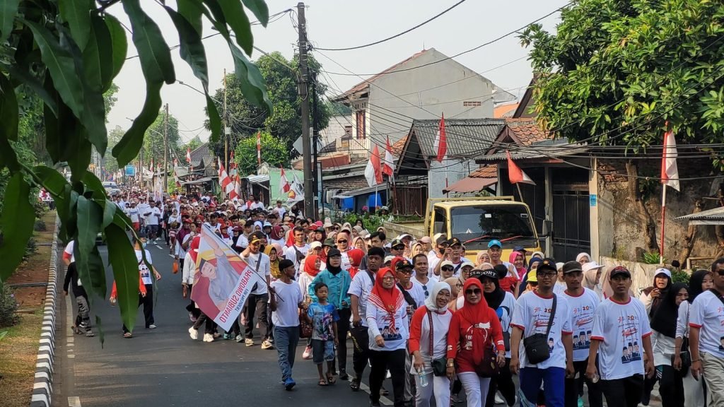 Ribuan Kader DPC Gerindra Kota Tangerang Meriahkan Gerak Jalan Gebyar Indonesia Raya