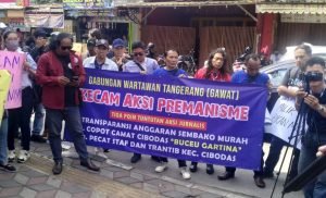 Gelar Aksi Solidaritas, Puluhan Wartawan Kecam Premanisme oknum Kecamatan Cibodas